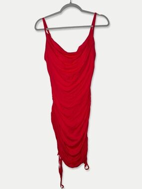 Popilush Red Ruched Knee Length Dress Size Small